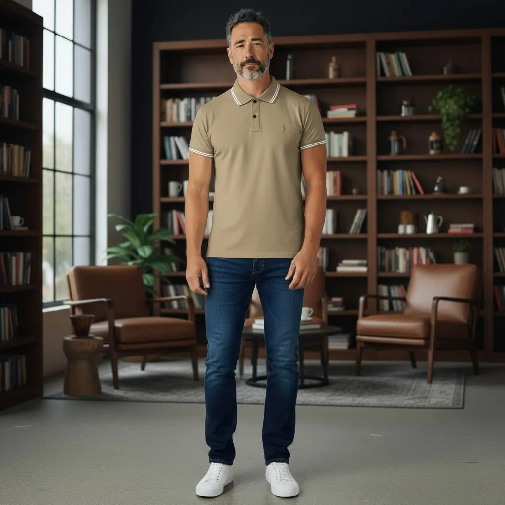 Polo Collar Tshirt Brown F (Virtual Model).webp