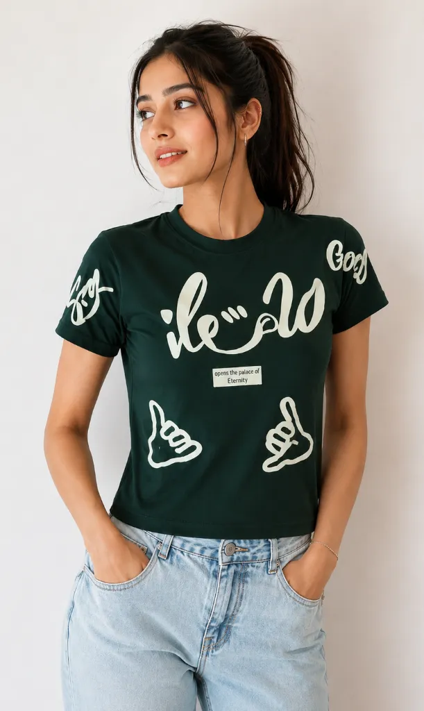 Bottle Green crop top.webp