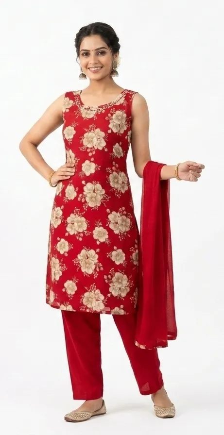 [https://drive.google.com/file/d/1A7fGTnNM56KaMTmARVzmwz-QWahnPrfm/views=sharing] Designer Floral Print Kurti Set