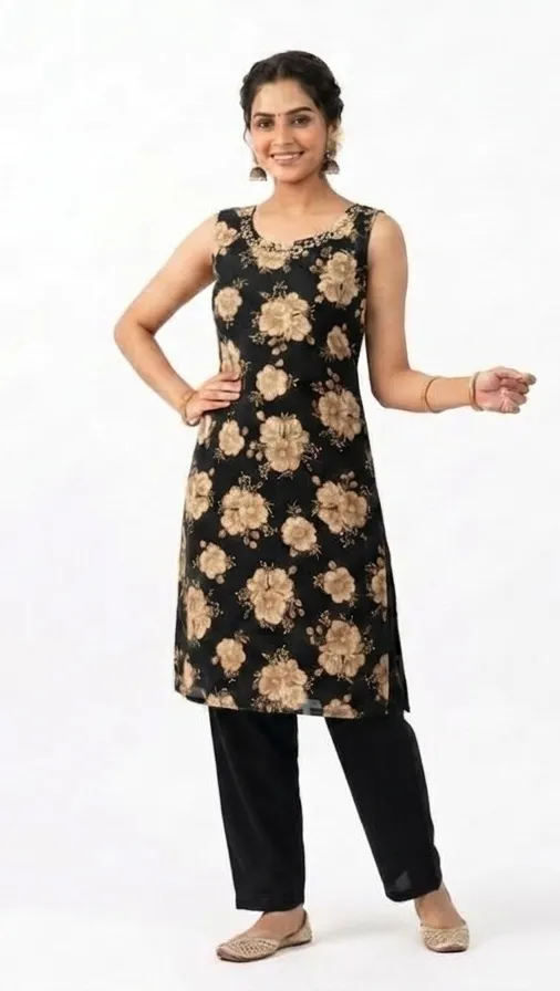 [https://drive.google.com/file/d/1wmPRKzWW-mY2x1xir9KFaVntgCKncDZq/views=sharing] Designer Floral Print Kurti Set