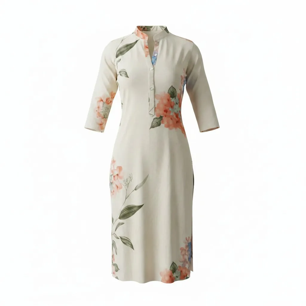 Elegant Floral Fusion Kurta Set (S)