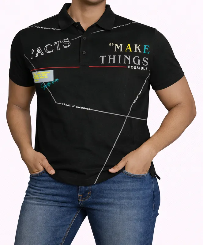 Collar T-Shirt Men's Wear Cotton