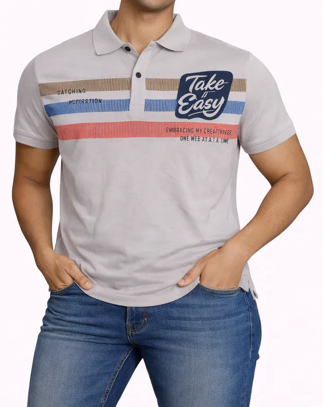 Collar  TShirt Men Wear Cotton Blend Cross Stitch Finest Clothing (S)