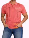 Collar  Pink Printed T-Shirt Men Wear Cotton Blend Cross Stitch Finest Clothing