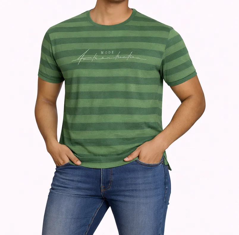 Green T-Shirt Men Wear Cotton (S)