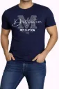 Navy Blue Typography Printed T-Shirt for Men