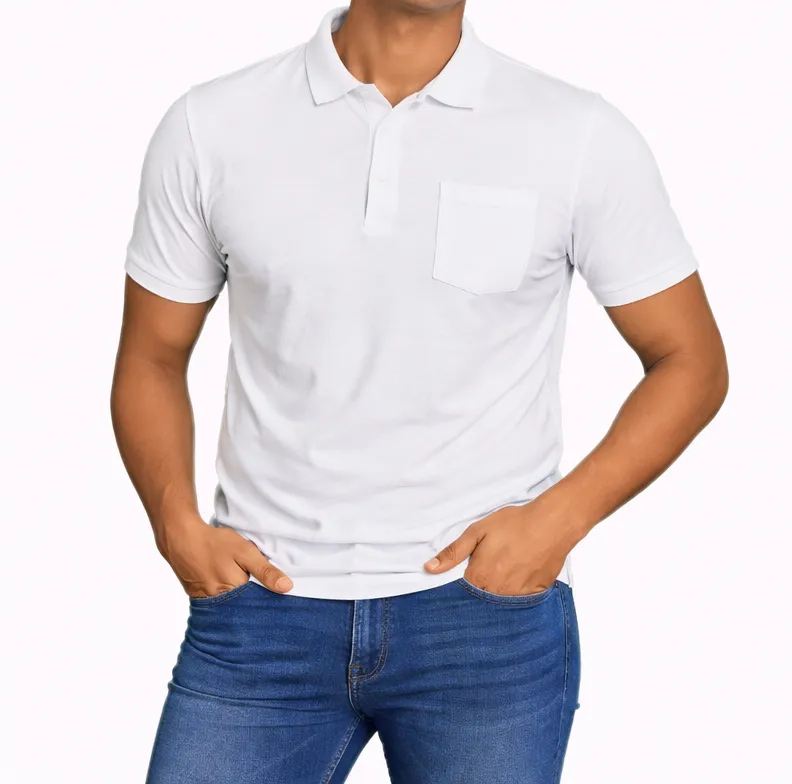 White Solid Polo T-Shirt for Men (S)