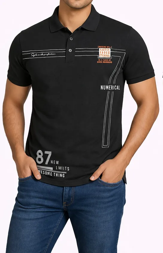 Collar  TShirt Men Wear Cotton Blend Cross Stitch Finest Clothing